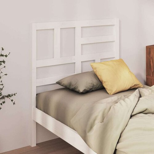  Uzglavlje za krevet bijelo 106 x 4 x 104 cm od masivne borovine Slike
