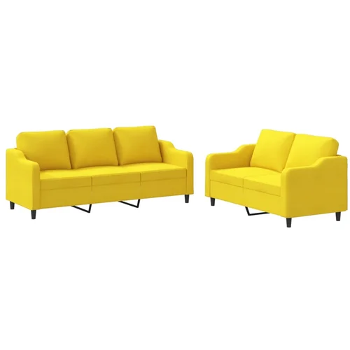 vidaXL 2-dijelni set sofa s jastucima svjetložuti od tkanine