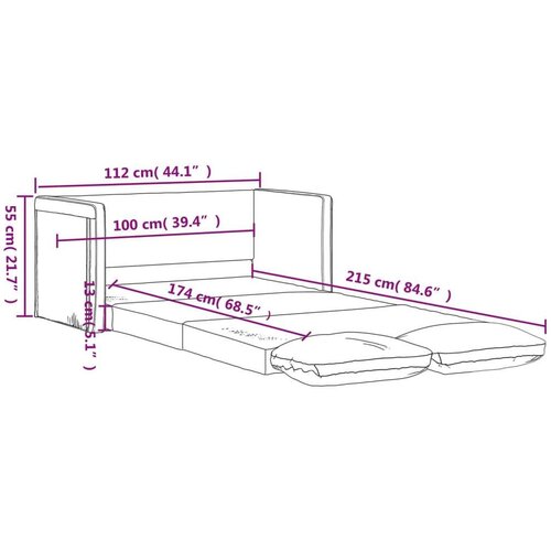 vidaXL Podni kauč na razvlačenje 2-u-1 boja vina 112x174x55 cm baršun Cene
