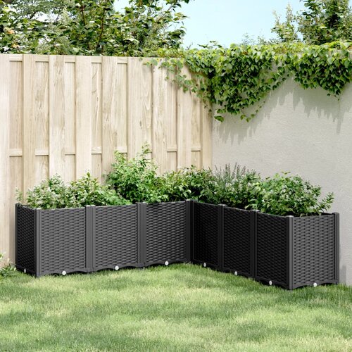 VidaXL Vrtno cvetlično korito črno 160x120x53 cm PP Slike