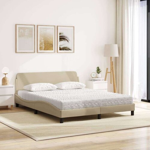 VidaXL Krevet s madracem krem 160x200 cm od tkanine Slike