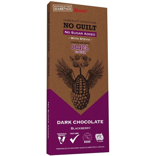 Kandit No Guilt Crna čokolada sa kupinom bez dodatog šećera 80g Cene