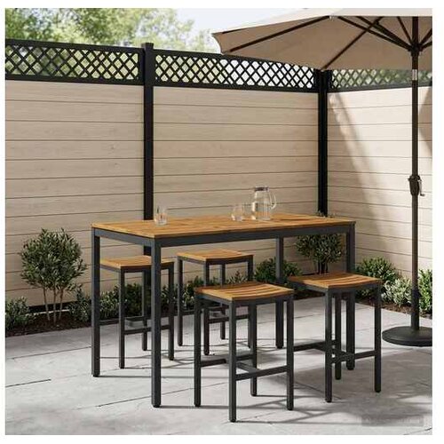 vidaXL Stol za bar u vrtu Prirodna i crna 141 x 80 5 x 105 cm - Prirodna i crna 141 x 80 5 x 105 cm Cijene