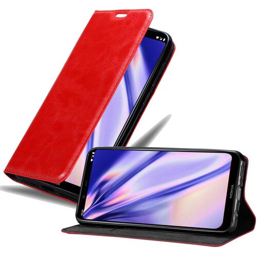 Cadorabo Ohi&scaron;je, združljivo z Nokia 8.1 v rdeče jabolko - Za&scaron;čitni ovitek z magnetnim zapiranjem, stoječo funkcijo in režo za kartice, (20560886) Cene
