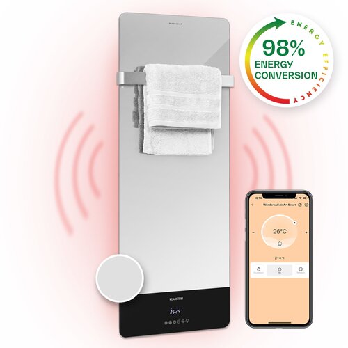 Klarstein Hot Spot Crystal Reflect Smart, infracrveni grijač, 850 W, aplikacija, tajmer, ogledalo Cijene