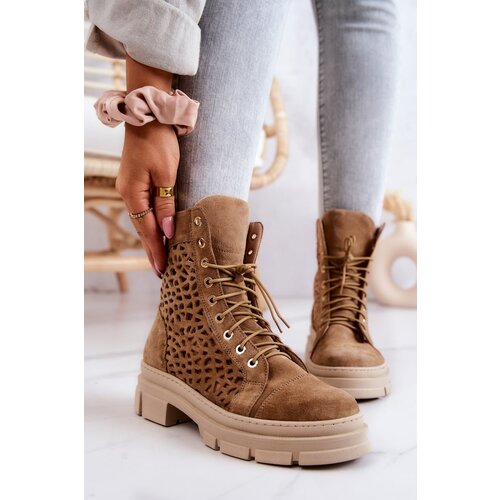 FILIPCZYK Suede openwork boots Camel Aileen Cene