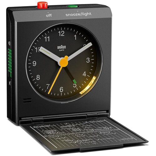 Braun BC 05 B Quartz Foldable Alarm Clock Black Slike