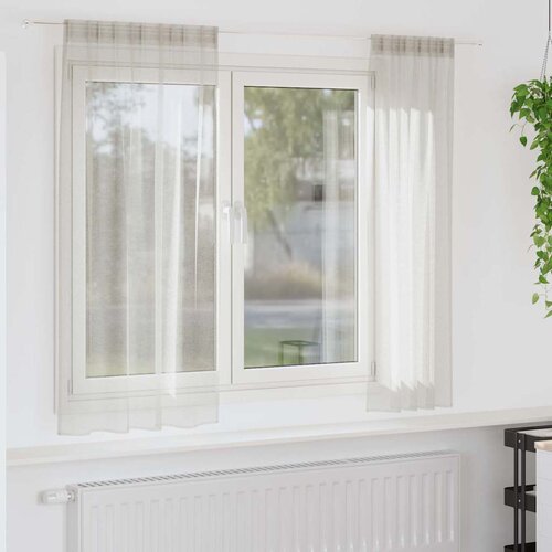 Voile zavjesa sa zavjesama 2 pcs Krema 175 x 140 cm Poliester Cijene