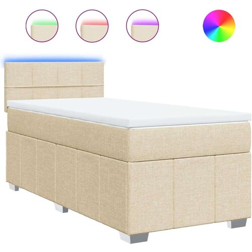 VidaXL Krevet s oprugama i madracem krem 90 x 200 cm od tkanine Slike