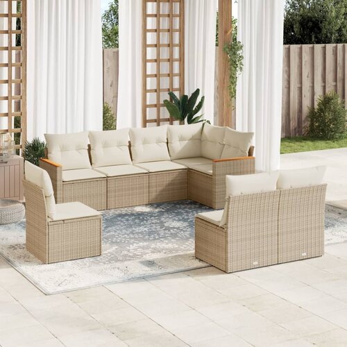vidaXL 8-dijelni set vrtnih sofa od poliratana s jastucima bež Cijene