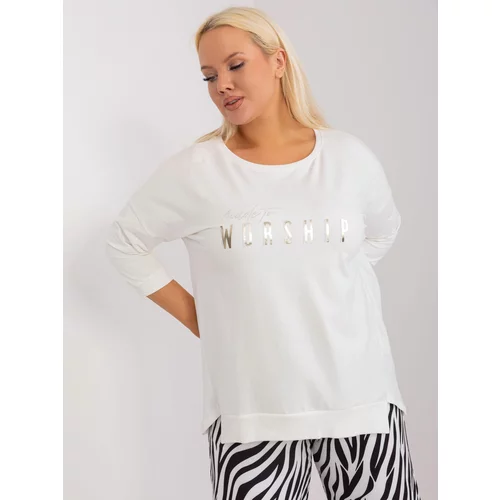 Fashion Hunters Ecru casual blouse plus size with slits