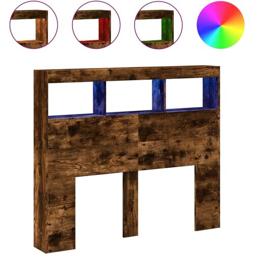 vidaXL Ormarić za uzglavlje LED boja dimljenog hrasta 120x17x102 cm Cijene