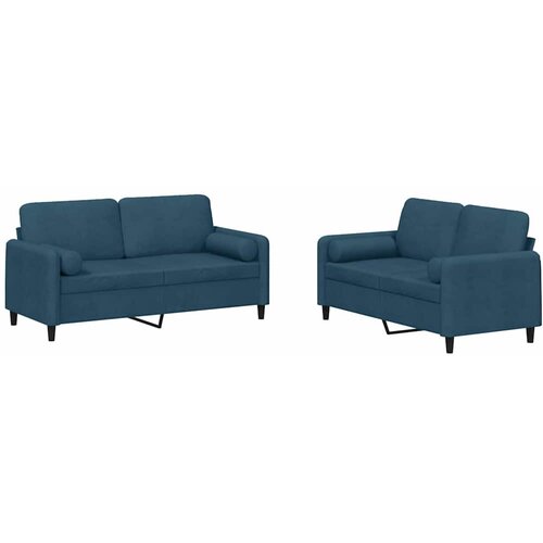  2-dijelni set sofa s jastucima plavi bar&amp;scaron;unasti Slike