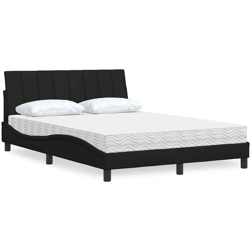  Krevet s madracem Hanko crni 140 x 190 cm od tkanine Cijene
