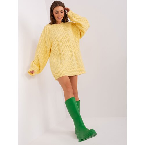 Fashion Hunters Light yellow oversize knitted dress Slike