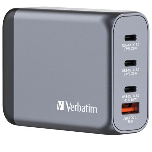  PUNJAČ ZA MOBILNE UREĐAJE ZIDNI 2XUSB-C/PD 100W/1XUSB-A QC 3.0 (EU/UK/US) VERBATIM 32202 Slike