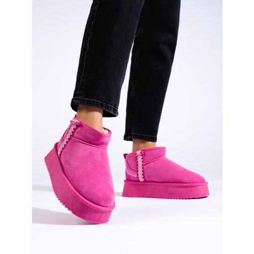 SHELOVET Suede platform snow boots pink Slike