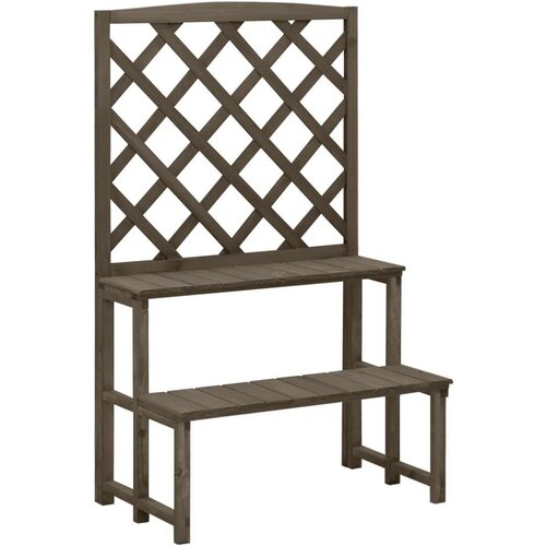 vidaXL stojalo za rastline z oporno mrežo sivo 70x42x115 cm les jelke Cene