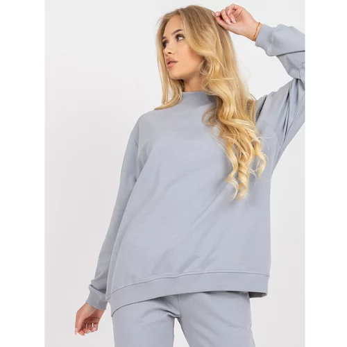 Fashion Hunters Basic gray oversize sweatshirt with long sleeves