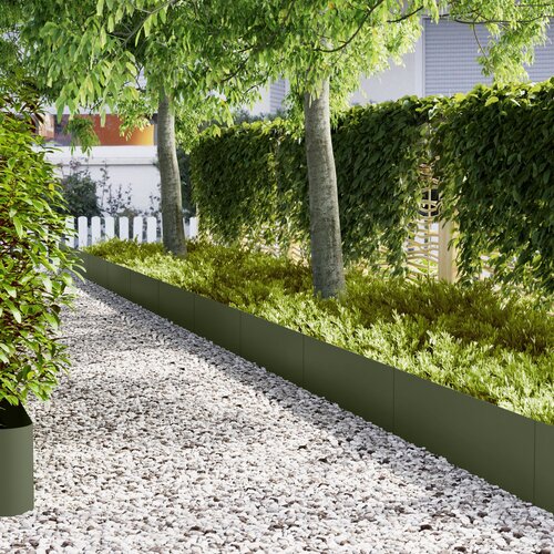 vidaXL Olivna zelena Kovina 100 x 0.5 x 30 cm Vrtni robovi Pravokotni Cene