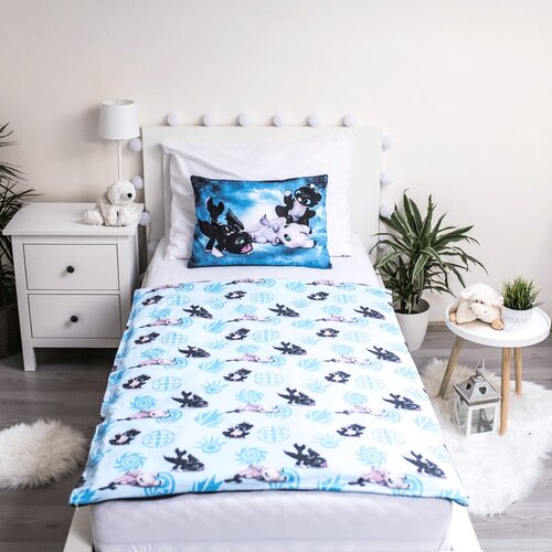 Jerry Fabrics Modra bombažna otro&amp;scaron;ka posteljnina za otro&amp;scaron;ko posteljico 100x135 cm How to Train Your Dragon &amp;quot;Babies&amp;quot; &amp;ndash; Slike
