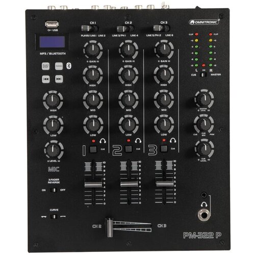 Omnitronic PM-322P, 3 kanalna DJ mešalna miza z Bluetooth in USB predvajalnikom - - Audio-Kondric Cene