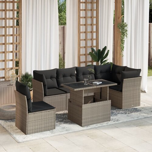 vidaXL 7-dijelni set vrtnih sofa svjetlosivi od poliratana Cijene