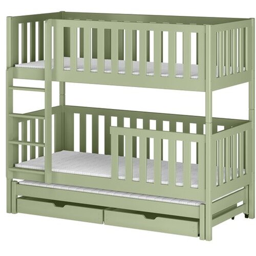 Molarem Home Drveni dječji krevet na kat Lea s tri kreveta i ladicom - olive - 160x80 cm - Bez madraca Cijene