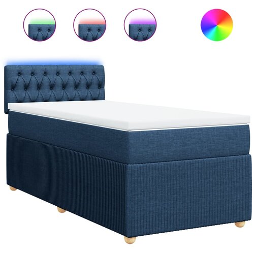 VidaXL Krevet s oprugama i madracem plavi 80x200 cm od tkanine Slike