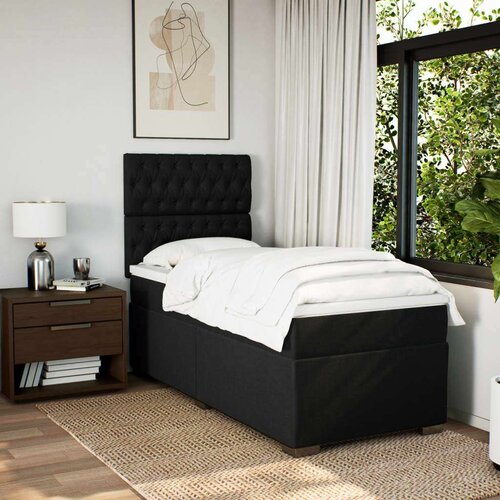 VidaXL Box spring krevet s madracem crni 90x190 cm od tkanine Slike