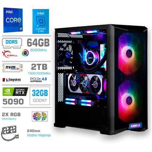 MEGA Računalnik TWR S10 i9-14900K/RTX5090/64GB-DDR5/2TB-4.0/1000W/Brez OS/črna RGB, (5000130865) Slike