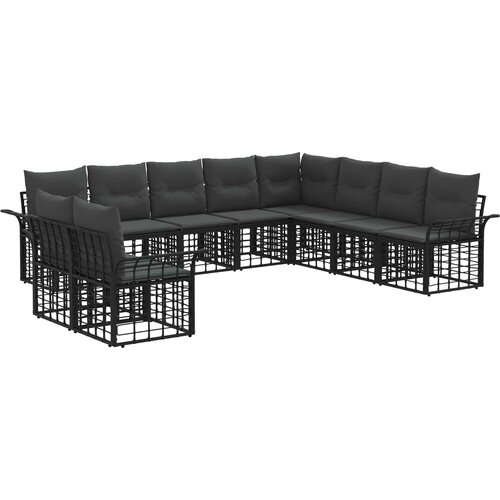  Set vanjskih sofa 10 pcs Crna i tamno siva Poliester Slike