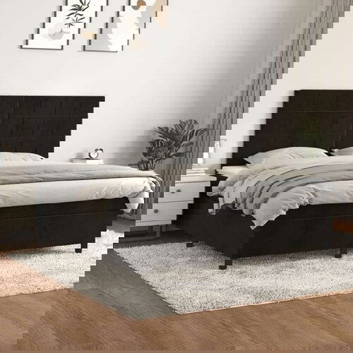  S oprugama i madracem crni 160x200 cm baršunasti Cijene