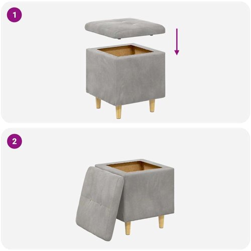 Otoman za pohranu Svijetlo siva 40 x 40 x 45 cm Bar&amp;scaron;un - Svjetlosiva 40 cm Bar&amp;scaron;un Slike