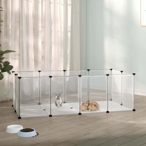 VidaXL Ograda za male živali prozorna 144x74x46,5 cm PP in jeklo Slike