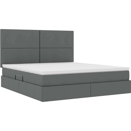  Krevet s od storage Tamno siva 160 x 200 cm Lažna koža Slike