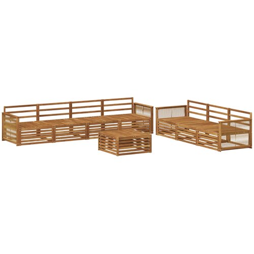  Set vanjskih sofa 8 kom. Prirodna Čvrsto drvo akacije Slike