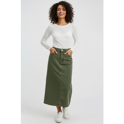 Trendyol Khaki Pocket Detail Woven Skirt Slike