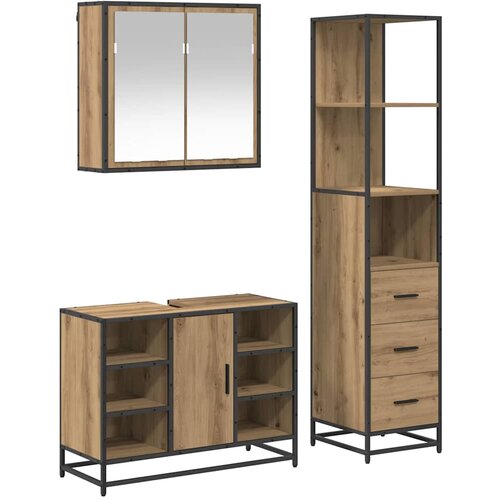  Set namje&amp;scaron;taja za kupaonicu 3 kom. Umjetnički hrast Smeđa 80 x 33 x 60 cm Slike