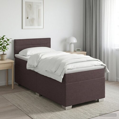  Boxspring krevet s madracem Tamno smeđa 80 x 200 cm Tkanina - Tamno smeđa 80 x 200 cm Dizajn linija Slike