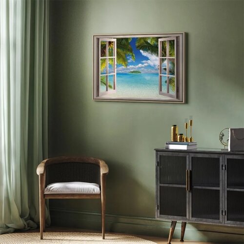  Slika - Window: Sea View 90x60 U prirodnom drvenom okviru Slike