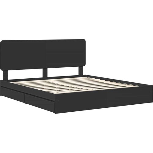 VidaXL Krevetna konstrukcija Crna 200 x 200 cm Konstruirano drvo Slike