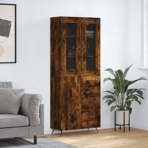 VidaXL Visoka komoda dimljeni hrast 69 5x34x180 cm konstruiranog drva Slike