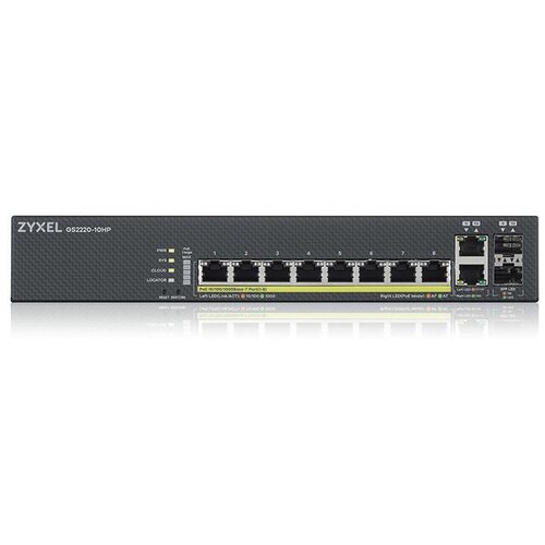 Zyxel GS2220-10HP 8-Port + 2x SFP/Rj45 Gigabit L2 managed PoE+ Switch 180W Slike