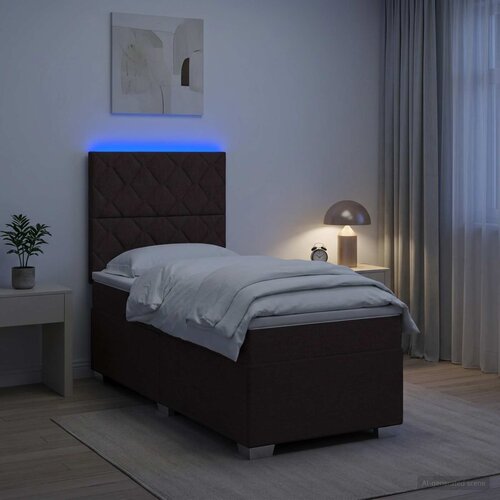  Boxspring krevet s madracem Tamno smeđa 100 x 200 cm Tkanina 100 x 200 x 140.5 cm Slike