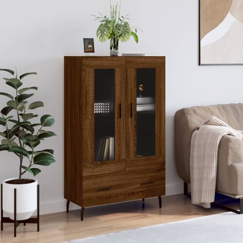The Living Store Visoka omara rjavi hrast 69,5x31x115 cm inženirski les - Visoka Omarica, (21435535) Slike