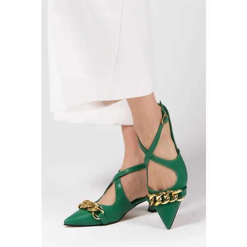 Mio Gusto Jenifer Green Color Short Heels Women's Shoes