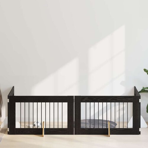 Vrata za pse z stojali 4 pcs Črni hrast 100 x 60 cm, (5000232692) Cene
