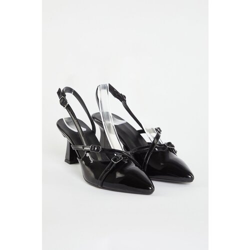 Trendyol Black Patent Leather Belted Buckle Detailed Women&amp;#039;s Heeled Shoes Slike