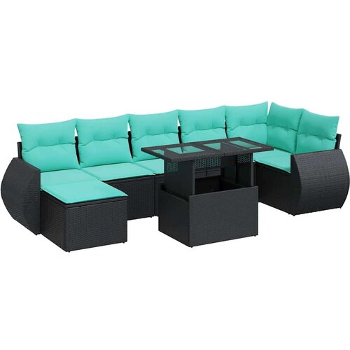  Vrtna garnitura - 8-dijelni set vrtnih sofa od poliratana s jastucima crni bagrem - Crna sa spremi&amp;scaron;tem 1 Slike